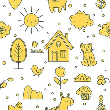 Vector Children's Seamless Pattern Kid Baby Print Illustrazione stock