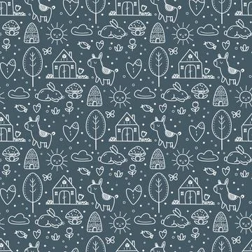Vector Children's Seamless Pattern Kid Baby Print Stock Illustration