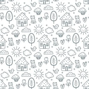 Vector Children's Seamless Pattern Kid Baby Print Illustrazione stock