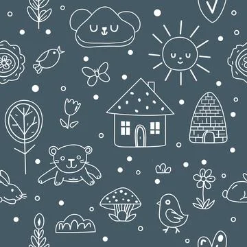 Vector Children's Seamless Pattern Kid Baby Print Stock Illustration