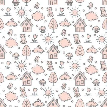 Vector Children's Seamless Pattern Kid Baby Print Illustrazione stock