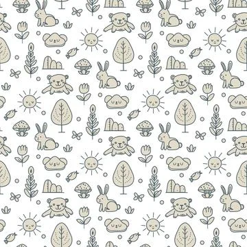 Vector Children's Seamless Pattern Kid Baby Print 库存插图