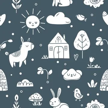 Vector Children's Seamless Pattern Kid Baby Print Stock Illustration