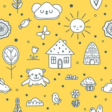 Vector Children's Seamless Pattern Kid Baby Print Stock Illustration
