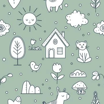 Vector Children's Seamless Pattern Kid Baby Print Illustrazione stock