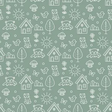 Vector Children's Seamless Pattern Kid Baby Print Stock Illustration