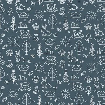 Vector Children's Seamless Pattern Kid Baby Print 库存插图