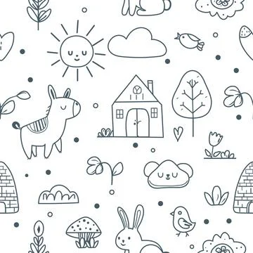 Vector Children's Seamless Pattern Kid Baby Print Stock Illustration