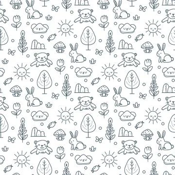 Vector Children's Seamless Pattern Kid Baby Print Illustrazione stock