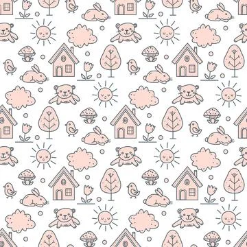 Vector Children's Seamless Pattern Kid Baby Print Illustrazione stock
