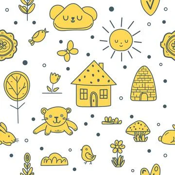 Vector Children's Seamless Pattern Kid Baby Print Stock Illustration