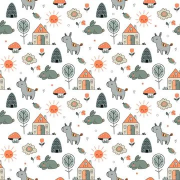Vector Children's Seamless Pattern Kid Baby Print Stock Illustration