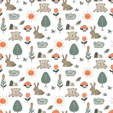 Vector Children's Seamless Pattern Kid Baby Print Illustrazione stock