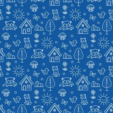 Vector Children's Seamless Pattern Kid Baby Print Stock Illustration