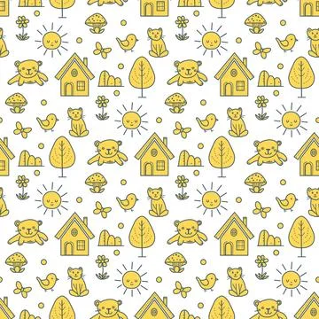 Vector Children's Seamless Pattern Kid Baby Print Stock Illustration