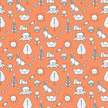 Vector Children's Seamless Pattern Kid Baby Print Illustrazione stock