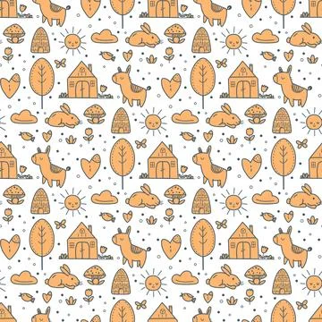Vector Children's Seamless Pattern Kid Baby Print Stock Illustration