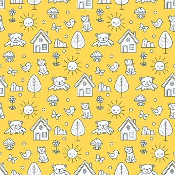 Vector Children's Seamless Pattern Kid Baby Print Stock Illustration