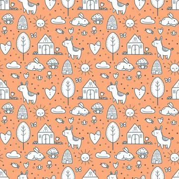 Vector Children's Seamless Pattern Kid Baby Print Stock Illustration