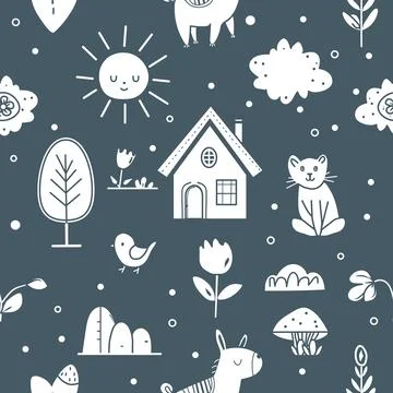 Vector Children's Seamless Pattern Kid Baby Print Illustrazione stock