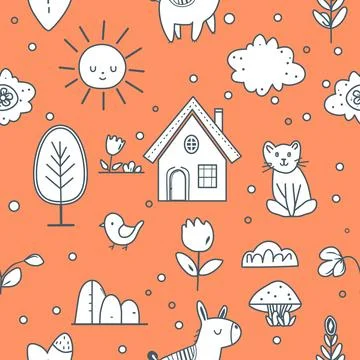 Vector Children's Seamless Pattern Kid Baby Print Stock Illustration