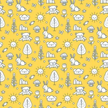 Vector Children's Seamless Pattern Kid Baby Print Illustrazione stock