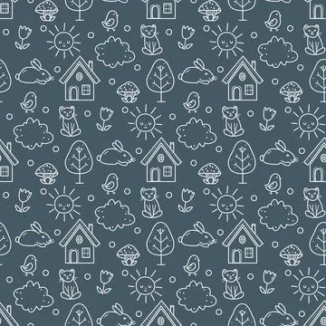 Vector Children's Seamless Pattern Kid Baby Print Stock Illustration