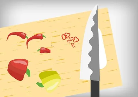 Vector : Chili chopped with knife Stock Illustration