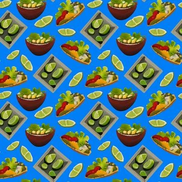 Vector chili with spicy sauce and tacos background Stock Illustration