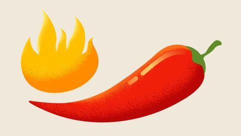 Vector chilli pepper in retro style. Vector vintage emblem with red chili p.. Stock Illustration