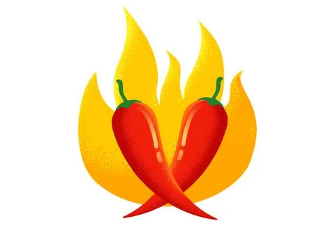 Vector chilli peppers in retro style. Vector vintage emblem with red chili pe Stock Illustration