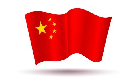 Vector China flag in 3D style. Vector flag of China. Chineese flag. Stock Illustration