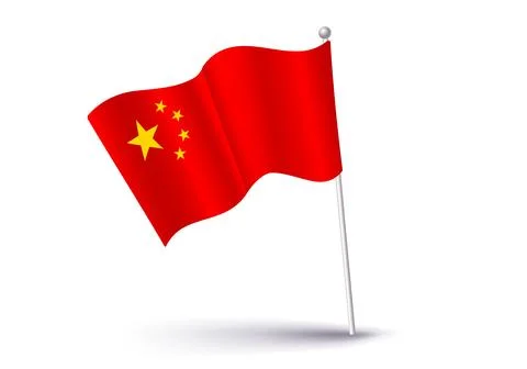 Vector China flag in 3D style. Vector flag of China. Chineese flag. Illustrazione stock