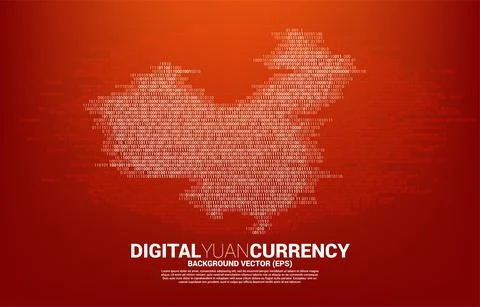 Vector China map from binary zero and one code. Concept for china digital net 库存插图