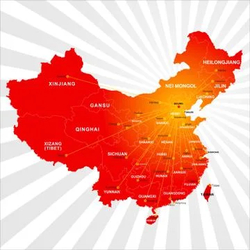 Vector China map with Chinese provinces Stock Illustration