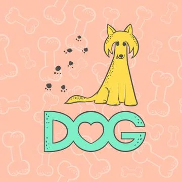 Vector Chinese crested dog funny caricature animal cartoon character. Contour Stock Illustration