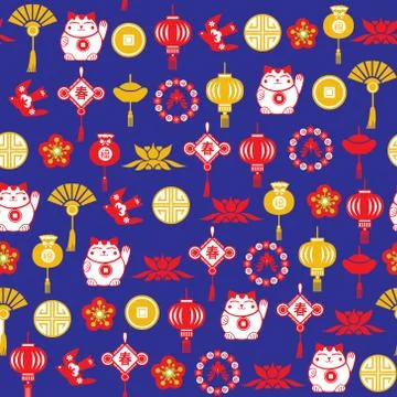 Vector Chinese decorative background and pattern of asian symbols Stock Illustration
