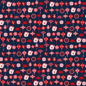 Vector Chinese decorative pattern of asian symbols-illustrator. Stock Illustration