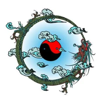 Vector chinese dragon line drawing ideal for design mascot and tattoo and gre Stock Illustration