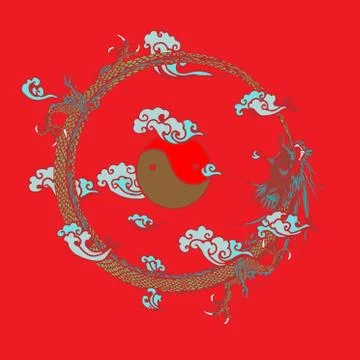 Vector chinese dragon line drawing ideal for design mascot and tattoo and gre Stock Illustration