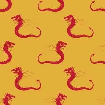 Vector Chinese folklore red Dragon seamless pattern suitable for Chinese New  Illustrazione stock