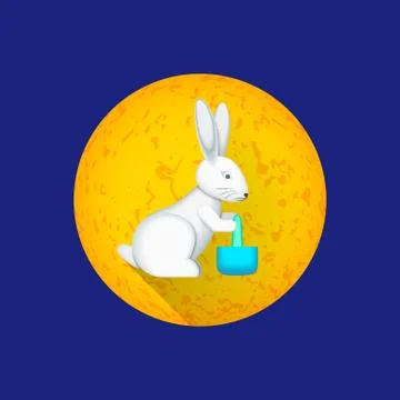 Vector chinese moon rabbit illustration. Stock Illustration