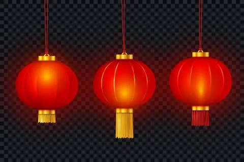 Vector Chinese red paper glowing lantern Stock Illustration