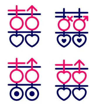 Vector Chinese Shuang Xi (Double Happiness) with male and female symbol Stock Illustration
