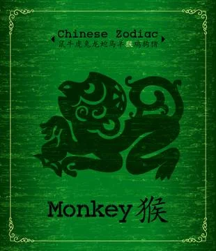 Vector Chinese Zodiac - Monkey pattern Illustrazione stock