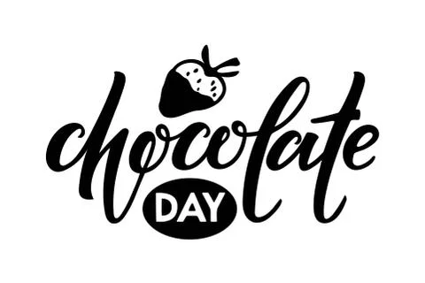 Vector chocolate day logo isolated on white background. Hand written lettering Stock Illustration
