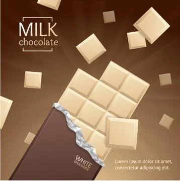 Vector Chocolate Package Bar Blank - White pieces Illustrazione stock