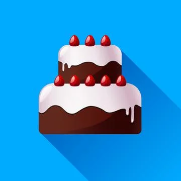 Vector chocolate wedding cake with Strawberries Stock Illustration