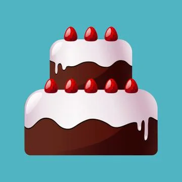 Vector chocolate wedding cake with Strawberries isolated Ilustración de archivo