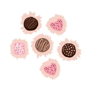 Vector chocolates of different shapes, milk, black chocolate with decor. Vale Stock Illustration